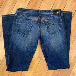 Robin’s Jeans Womens Gold Wings Marilyn Size 28